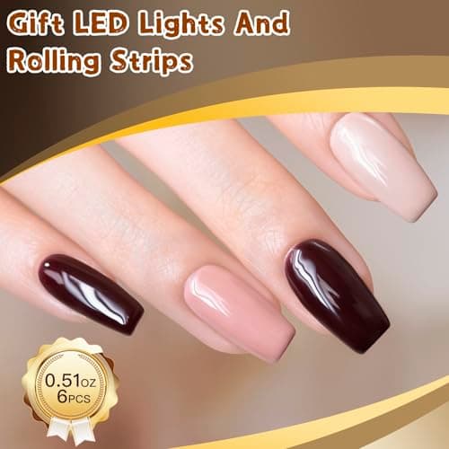 BUBU CANDY Gel Nail Polish Set 15ML 6Pcs(Texture Nude,Coffee,Brown,Chocolate,Redwine,Thick cocoa), Hema free, Soak Off UV LED Nail Gel Kit for Winter Nude DIY Manicure - Thumbnail 4