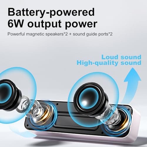 Computer Speaker for Desktop,Rechargeable PC Speaker,Small Computer Soundbar with Stereo & Bass,3.5mm Aux-in,Bluetooth,TF Port,Loud Volume for Web Conferences,Teacher,Music (Pink) - Thumbnail 6