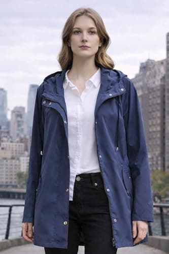 Orolay CHIIONE Women's Waterproof Long Rain Jacket Hooded Windbreaker Trench Coat Lightweight Packable Raincoat for Travel Outdoor - Thumbnail 5
