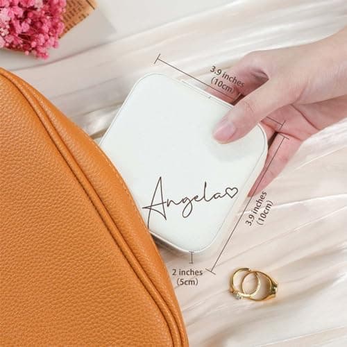 Corissy Personalized Jewelry Box for Women, Custom Travel Jewelry Case with Name and Birth Flower, Leather Jewelry Box for Rings, Earrings, Necklaces, Personalized Gifts for Women - Thumbnail 5