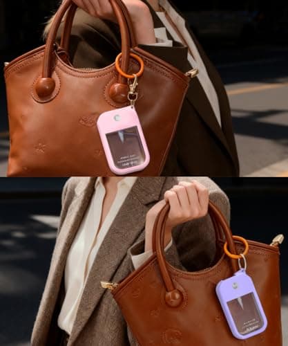 Adabuli 2 Sets Silicone Case Compatible with Touchland Hand Sanitizer Spray 1 FL. OZ./30 mL, Stylish Hand Sanitizer Mist Accessory with Portable Keychain (Pink, Purple) - Thumbnail 3