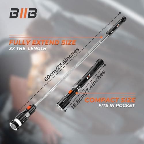 BIIB Fathers Day Gift for Husband Dad, Extendable Magnetic Pickup Tools - Telescoping Magnet with LED Flashlight Gifts for Men, Fathers Day Mens Gifts from Daughter Son, Birthday Gifts for Men Dad Him - Thumbnail 4