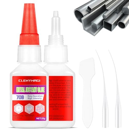 Metal Glue for Instant Repairs, 2 Pack 25g Clear Fast Drying Super Glue, High Strength Waterproof CA Glue for Stainless Steel, Aluminum, Cyanoacrylate Adhesive for DIY Crafts and Household Repairs