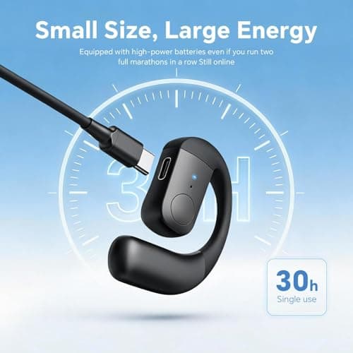 Xmenha Single Bluetooth Phone Earpiece Earbud One Ear Piece Open Ear Bud Air Bone Conduction Earbud Earless Out of Ear Headphones Bluetooth Wireless Headsets with Microphone Earhook for Work - Thumbnail 5