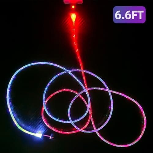ULIKTO 6.6ft/2m Type C Cable 3A Fast Charging Switch on/Off Led Light up Charger Cable Visible RGB Color Changing USB A to USB C Data Sync Cord for Samsung Galaxy S21/S20/S10/S9/Note 20/10/9/8 - Thumbnail 5