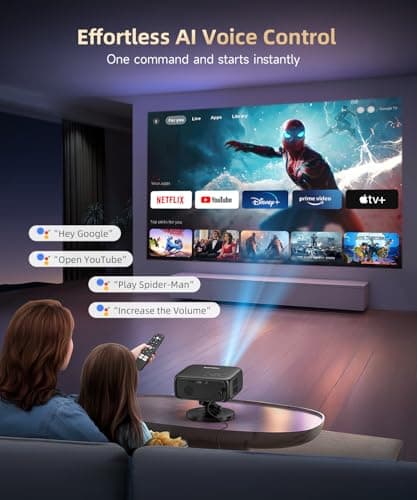 [1500ANSI/ Google TV] Smart Projector with WiFi and Bluetooth, SOPYOU Portable Outdoor Projector 4K Support, Auto Focus & Keystone, Built-in Apps, Indoor Home Theater with 360° Rotatable Stand - Thumbnail 3