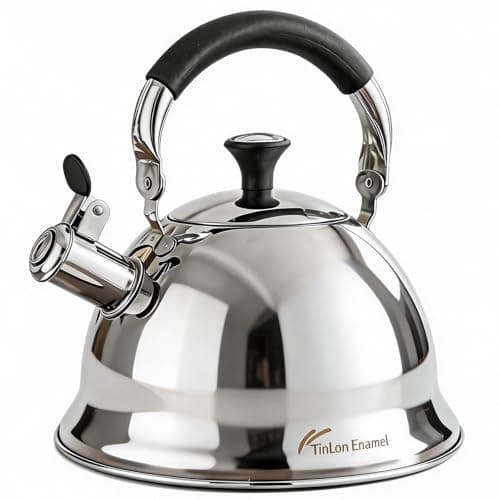 Tinlon Enamel Tea Kettle, 3.1QT Stainless Steel Whistling Stovetop Kettle