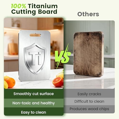 Titanium Cutting Board,100% Pure Titanium Cutting Boards for Kitchen, Double-sided Food Grade Cutting Boards Non Toxic, Chopping Board Dishwasher Safe for Cutting Meat Vegetable Fruit(18L*12W) - Thumbnail 5