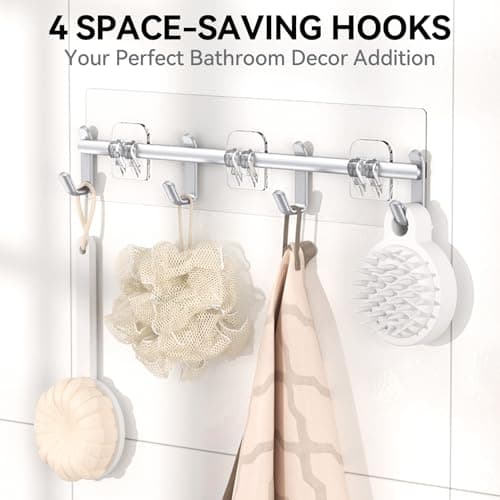 YASONIC Shower Caddy, 6 Pack Large Capacity Bath Organizer with Soap Holder and 12 Hooks, Rustproof bathroom Shelves for Inside Shower, No Drilling&Sleek Bathroom Organizers and Storage Silver - Thumbnail 4