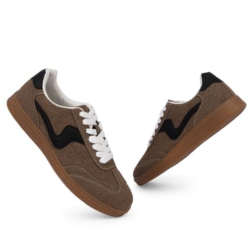 Tigeridea Brown Sneakers for Women Business Casual Comfortable Tennis Shoes Slip on Lace up Women's Fashion Sneakers Size 7.5 - Thumbnail 6