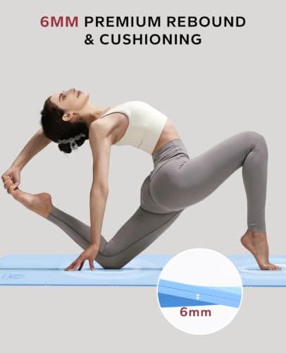 HAPBEAR Foldable Yoga Mat - 72"x24"x0.24" (6mm), Non-Slip TPE Exercise Mat for Home Workout, Yoga, Pilates,Stretching, & Travel, Durable & Eco-Friendly, Includes Carry Bag - Thumbnail 4