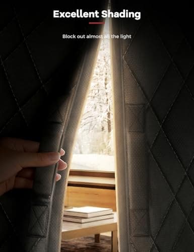 AEOCOO Insulated Door Curtains, Fit Size up to 36 x 82 Inches for Doorways/Front/Back/Basement, Magnetic Thermal Door Cover for Winter, Oxford Filled with Thick Cotton to Keep Warm, Grey, Diamond - Thumbnail 6