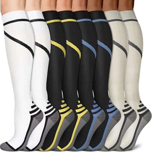Sooverki Graduated Copper Compression Socks for Men & Women Circulation 8 Pairs 15-20mmHg - Best for Running Athletic Cycling - Image 1