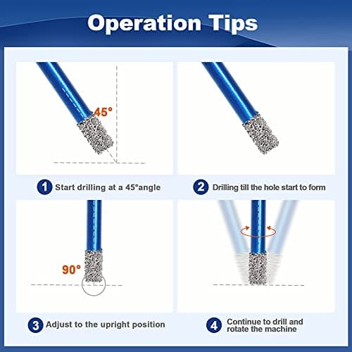 Diamond Core Drill Bit Set - BRSCHNITT 1/4" 5/16" 3/8" 1" 1-3/8" 2" 2-1/2"Diamond Tile Hole Saw Kit for Drilling Porcelain Tile Ceramic Marble Granite,2" Diamond Chamfer Bit&Adapter - Thumbnail 5