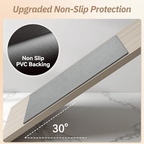 Bath Mats for Bathroom Rugs Non Slip Washable Absorbent Bath Mats Quick Dry,Upgraded Soft PVC Backing Ultra Thin Bathroom Rug Fit Under Door,Washroom Mat Large Bath Rugs,20"x32",Grey - Thumbnail 3