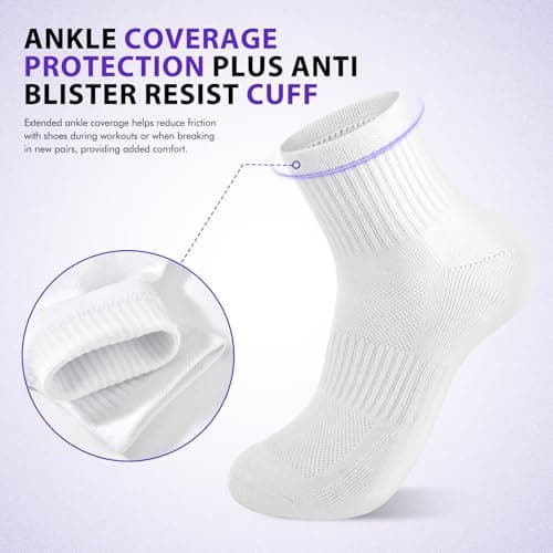 Ipletix Ankle Socks For Women，Athletic Moisture Wicking Women's Quarter Socks 5 Pairs For Running Hiking Gym (Multi 6-8) - Thumbnail 6
