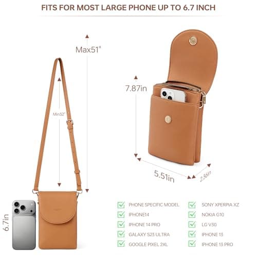 Kiss Sea Crossbody Phone Purse Small Crossbody Bag for Women with Adjustable Strap RFID Blocking Credit Card Slots Yellow - Thumbnail 5