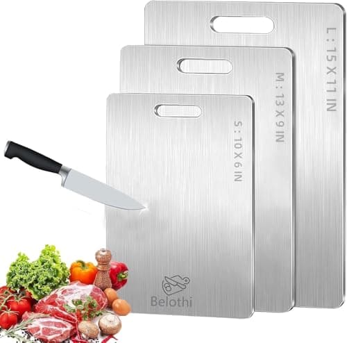 304 Stainless Steel Cutting Board, Non Toxic Cutting Boards for Kitchen, Dishwasher Safe and Hygienic Heavy Duty Chopping Board for Meat Vegetable Fruit(15"x 11",13"x 9",10"x 6") - Image 1