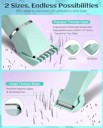 Bikini Trimmer Women,Electric Razor for Pubic Hair Women's Foil Shaver Rechargeable Shaver Removal with Snap-in Ceramic Blades,IP7X Waterproof,Wet and Dry Use,Green - Thumbnail 3