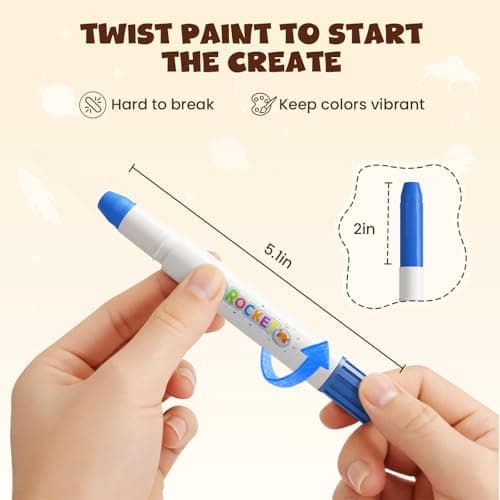 JUPITEARTH 26 Colors Rocket Tempera Paint Sticks with 120 PDF Coloring Pages, Quick Drying, Non-Toxic and Washable Paint Sticks for Kids and Students, Art Supplies for Drawing on Paper and Canvas - Thumbnail 6