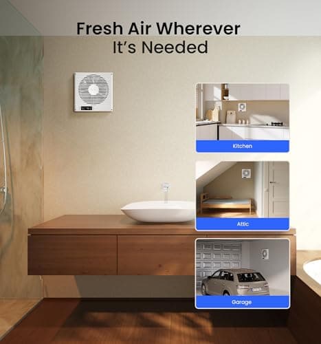 KOVIET 8" Room to Room Ventilation Fan with Remote, Quiet Reversible Through the Wall Air Transfer Fan, 10-Speed Smart Exhaust Vent, Temperature Control, ETL Certified for Bedroom, Kitchen, Laundry - Thumbnail 4