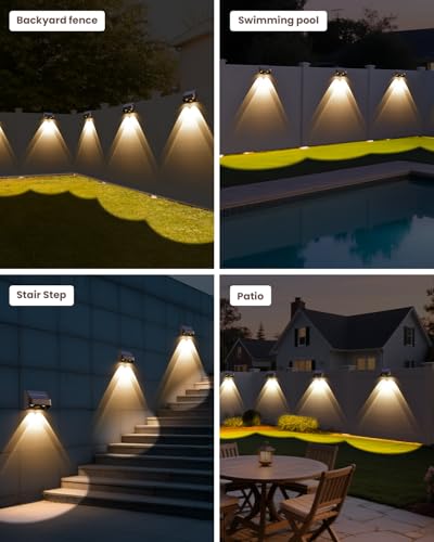 Brighter Solar Fence Lights-3000/4000/6000K 3 Mode,Solar Lights Outdoor Waterproof,Dusk to Dawn Deck Light, Outdoor Lighting for Backyard/Railing/Wall/Step/Patio(8 Pack,Brown) - Thumbnail 5