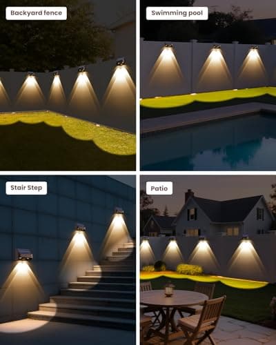 Brighter Solar Fence Lights-3000/4000/6000K 3 Mode,Solar Lights Outdoor Waterproof,Dusk to Dawn Deck Light, Outdoor Lighting for Backyard/Railing/Wall/Step/Patio(12 Pack,Brown) - Thumbnail 5