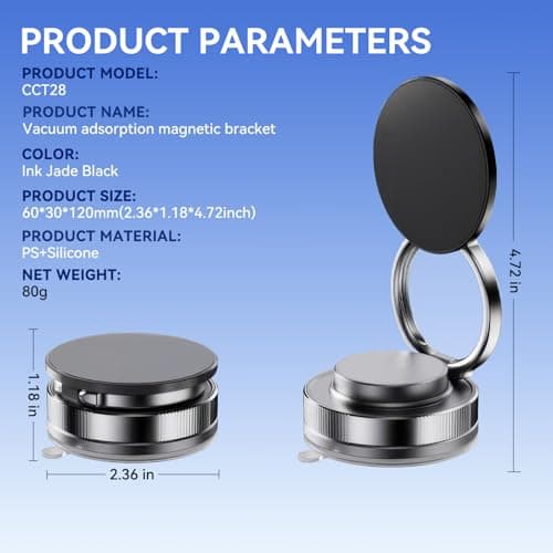 EGBULL Vacuum Magnetic Phone Holder, Compatible with 360° Folding Multi-Angle Adjustable Suction Cup Holders, Suitable for Cars, bathrooms, and All Smartphones - Thumbnail 2