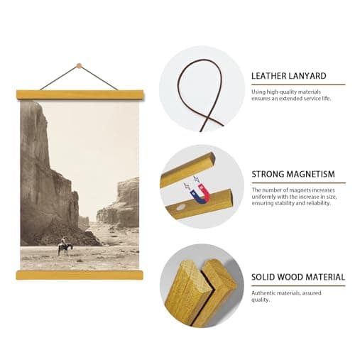 AuedCam Wooden Magnetic Poster Hangers 2-Pack, 24-Inch Artwork Display, Large Poster Hanging Design for Posters and Art Prints - Thumbnail 3