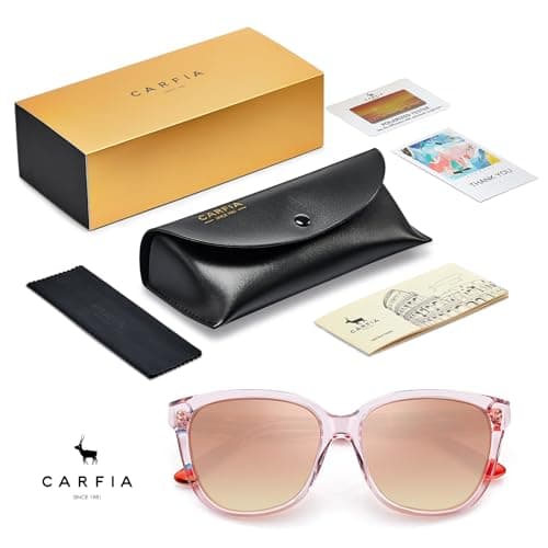 CARFIA Square Polarized Sunglasses for Women UV Protection, Italian Design Retro Embossed Pattern Wire Core Driving Shades - Thumbnail 6