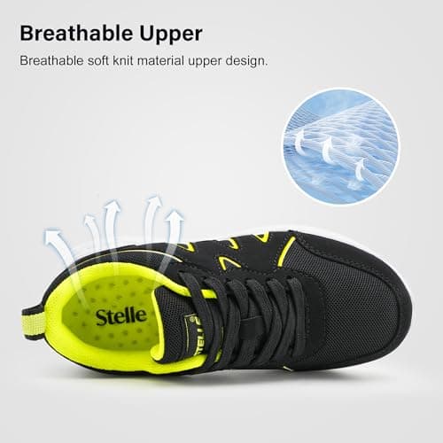 Stelle Kids Sneakers Girls Tennis Shoes Non-Slip Lightweight Breathable Athletic Sports Running Shoes(Black,13ML) - Thumbnail 4