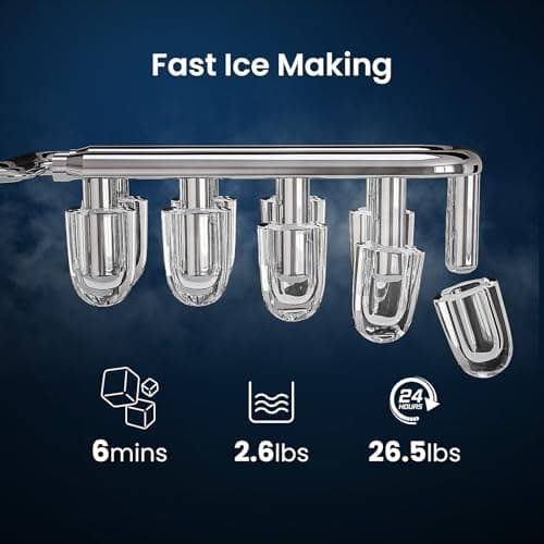 Antarctic Star Pro-Grade Countertop Ice Maker, 9 Cubes in 6 Mins, 26lbs/Day, Self-Cleaning, Ultra-Quiet for Home Bar, Kitchen, Office & Entertaining - Thumbnail 3