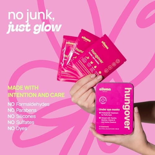 Elluma Beauty Under Eye Patches – 24 Hydrogel Pads Hungover & Restoring Sets with Chamomile, Menthol & Taurine - Thumbnail 6