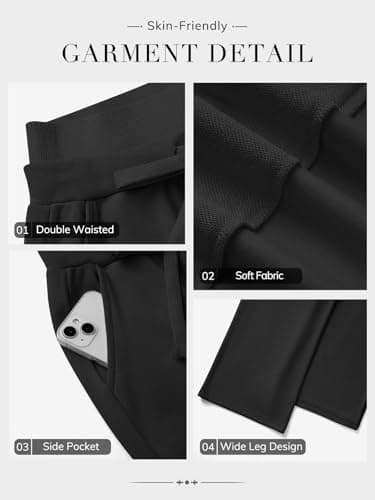 ATHMILE Track Pants Women High Waisted Baggy Pants Drawstring Athletic Baggy Sweatpants Teen Girl Clothes Black - Thumbnail 6