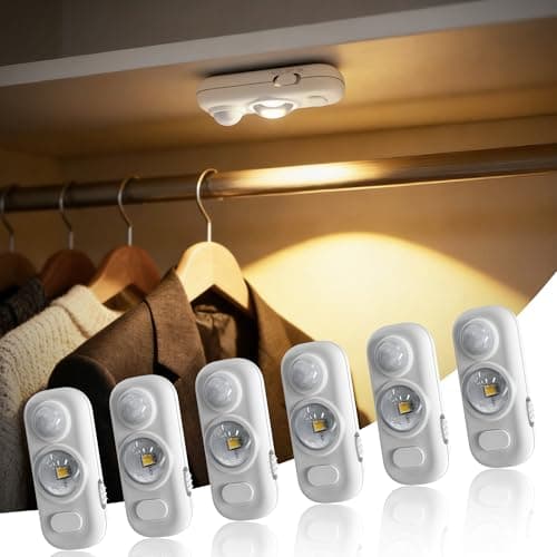 JandCase Under Cabinet Lighting, [6 Pack] Rechargeable Battery Operated Motion Sensor Light Indoor, 3000K/4000K/5000K Wireless Magnetic Dimmable Closet Lights for for Kitchen, Stairs - Image 1