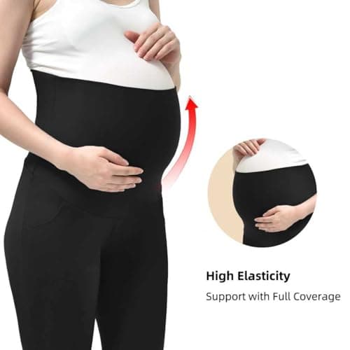 Stanpetix Maternity Joggers for Women - Maternity Casual Pants Activewear Women's Pregnancy Sweatpants with Pockets (Black,Large) - Thumbnail 4