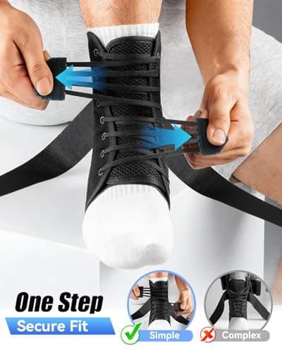 Goldeer Ankle Brace for Sprained Ankle, Quick Lace-Up Ankle Support with Side Stabilizers & Auto-Shaped Pads, Slim Fit Stabilizer for Women Men, Fits in Shoes for Sports, Work & Injury Recovery (L) - Thumbnail 6