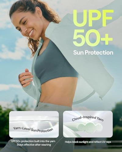 BENEUNDER Women's UPF 50+ Sun Protection Cooling Athletic Jacket Full Zip Long Sleeve Slim Fit Outdoor Running Pocket - Thumbnail 2