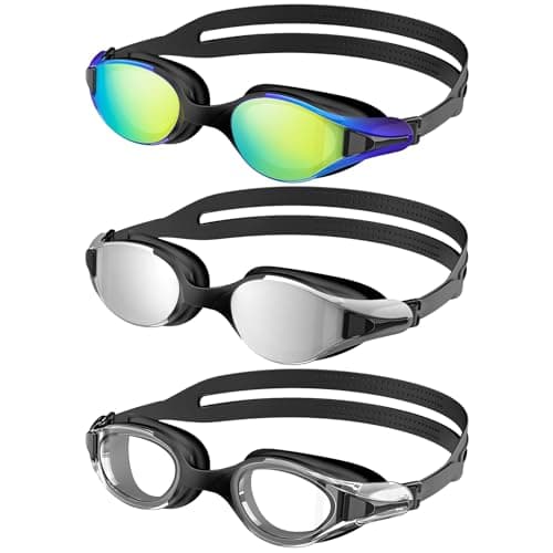NSSIW Swim Goggles Adult Swimming-Goggles: Pool Goggles for Men and Women with Anti Fog UV400 Protection No Leak 3 Pack - Image 1