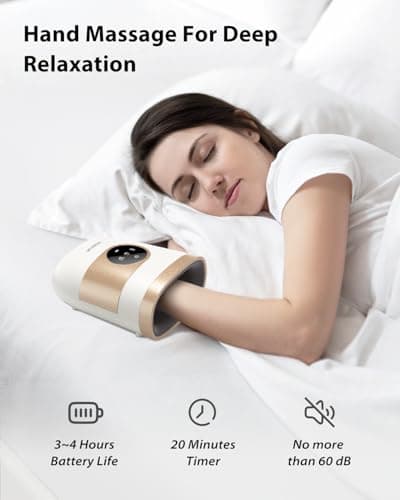 CINCOM Upgraded Hand Massager with Heat & Compression – Cordless & Rechargeable Hand Therapy Equipment for Arthritis and Carpal Tunnel Relief from Wrist to Fingers, Gift for Mother's Day (Pearl White) - Thumbnail 2