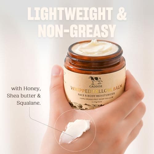 CADDISE Whipped Beef Tallow for Skin – 100% Grass-Fed Handmade Cream Moisturizer for Face & Body, Natural with Honey, Shea Butter, Jojoba Oil, Non-Greasy, Nourishing for Men, Women, Kids, 4 Oz - Thumbnail 6