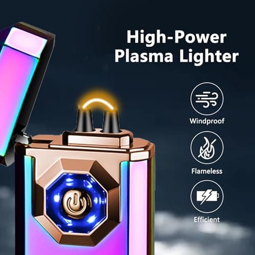 BABOBIU High-Power Arc Lighter - Unique Multi-Color Design, LED Emergency Lighting, USB Rechargeable with Battery Level Display, Zinc Alloy Body for Indoor, Outdoor, Gifts (Color) - Thumbnail 3