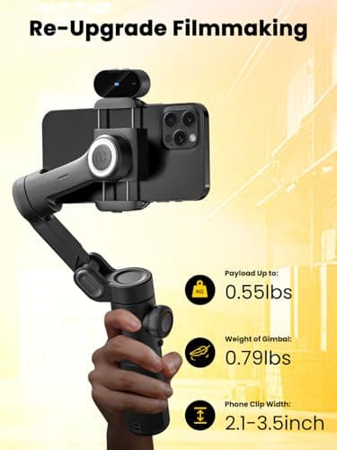 AOCHUAN XE AI Version,Gimbal Stabilizer for Smartphone,NO APP AI Tracking, Gesture Control,360°Inception Gimbal with TikTok YouTube,3-Axis Foldable Handheld Tripod for iPhone& Android,Black - Thumbnail 6