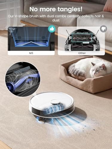 Lefant Robot Vacuum and Mop, 12000Pa Suction, 90-Day Self-Emptying, Obstacle Avoidance, Auto Mop Washing&Drying, All-in-One for Pet Hair Carpet, 5G WiFi Alexa/APP/iWatch Control, M3 - Thumbnail 6