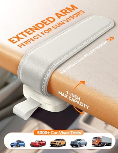 JOYROOM Sunglass Holder for Car Magnetic Visor Sunglasses Holder Clip (White) - Thumbnail 3