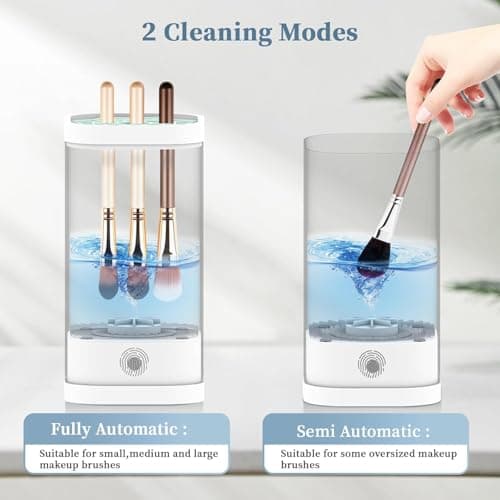 Electric Makeup Brush Cleaner Machine, 7000 RPM Deep Clean for All Make up Brush Types, Automatic Beauty Tool for Home & Travel, Ideal Gift for Women Wife Girlfriends (Transparent) - Thumbnail 5