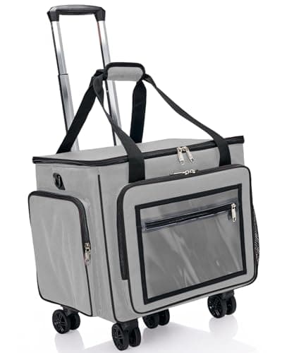 Amythe Rolling Teacher Tote Bag with 15.6" Laptop Compartment, 5 Wheels Laptop Briefcase with Detachable Trolley, Wheeled Bag for Men Women for Work, Office, Craft-Gray