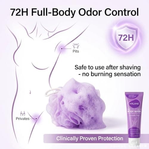 HXLANE Acidified Body Wash， 24H Body Odor Control Better than Soap， pH Balanced Gentle Creamy Formula，Moisturizing Lavender Sage Body Wash Gel，Travel Size - Thumbnail 3