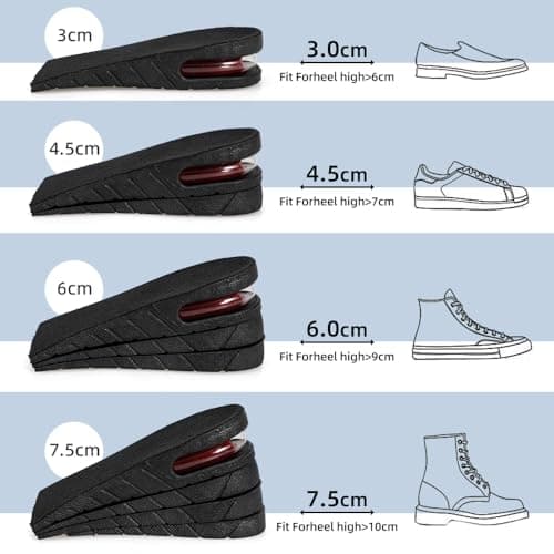 XINIFOOT Height Increase Insole 4-Layer Air Cushion Heel Insert Lift Shoes Insole for Men and Women Invisible Elevator Adjustable Insoles (Half Pad, 2.95 Inch) - Thumbnail 2