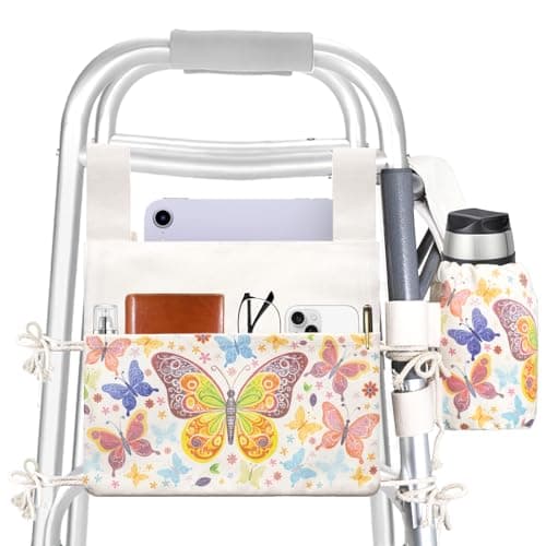 Verigud Walker Bag with Cup Holder, Walker Accessories for Seniors, Walker Pouch for Folding Walker, Portable Walker Storage Bags - Image 1